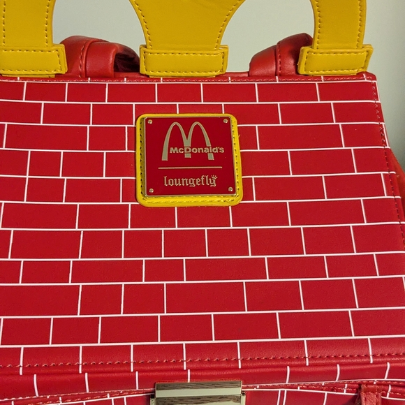 Loungefly McDonald's Red and Yellow Brick-Patterned Box Bag - Picture 2 of 7